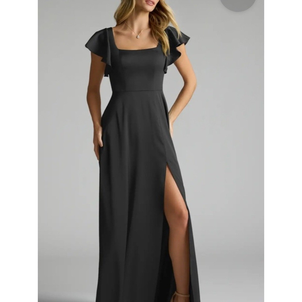 Azazie Black Bridesmaid Dress A2 XS Floor Length Formal Gown Wedding